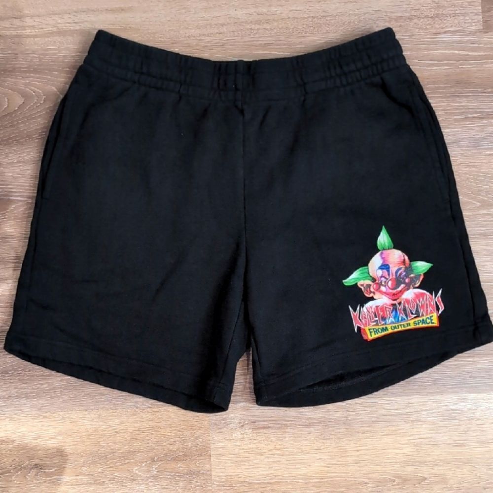 Chalk Line Killer Klowns From Outer Space Black Knit Graphic Shorts Sz L